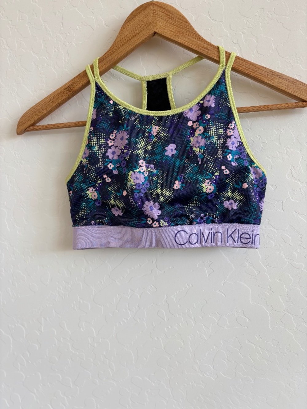 Calvin Klein BGirls’ Floral Performance Sports Top, Size M (8/10), athletic, Y2K